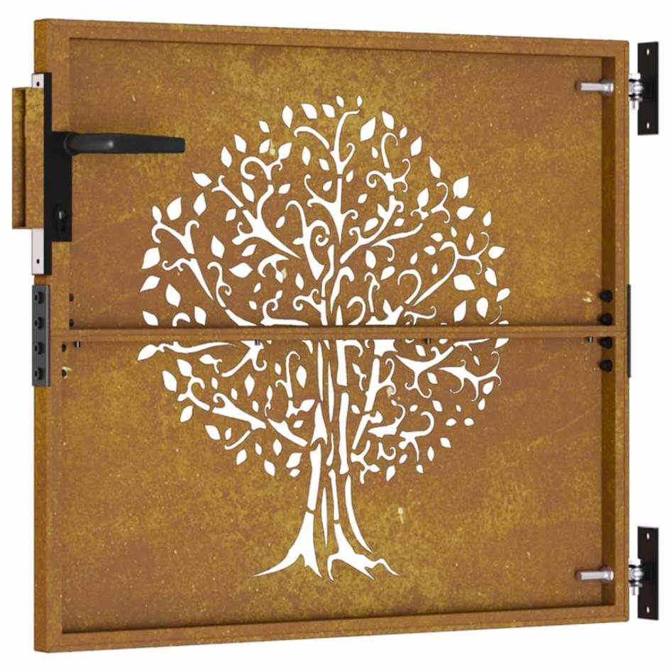 Puerta de jardín acero corten diseño árbol 85x75