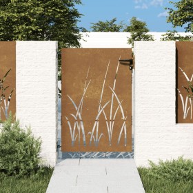 Puerta de jardín acero corten diseño hierba 85x125