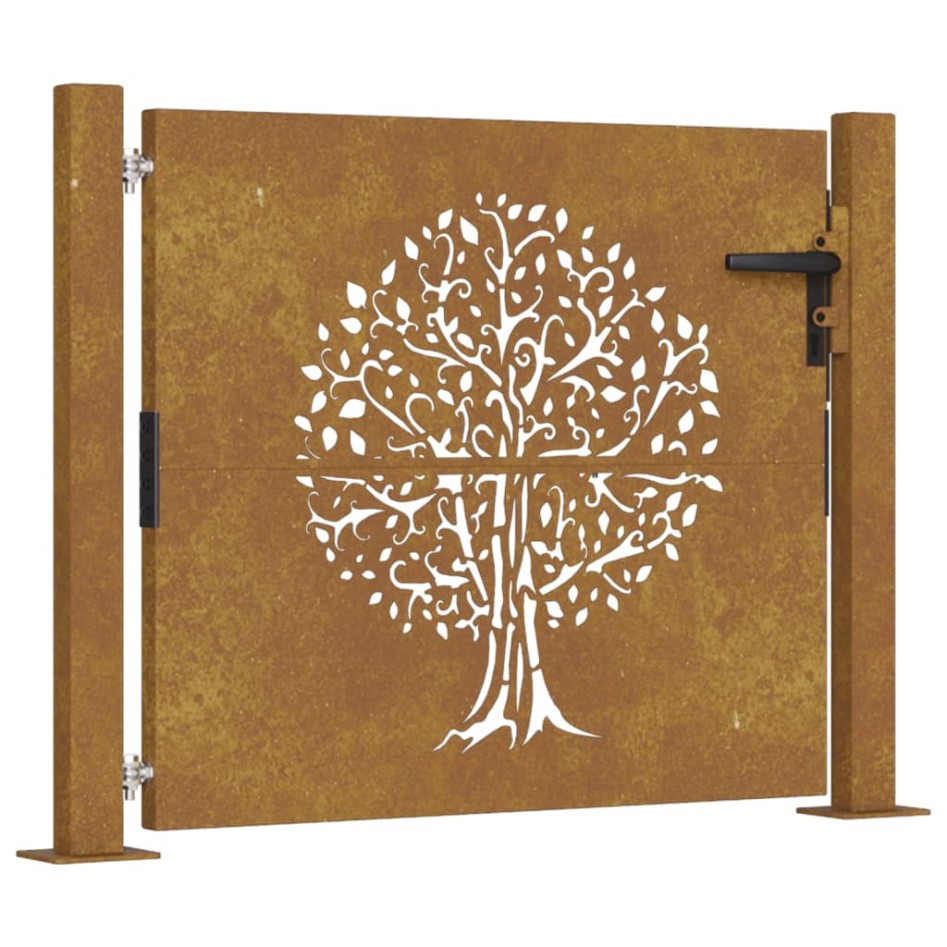 Puerta de jardín acero corten diseño árbol 105x105