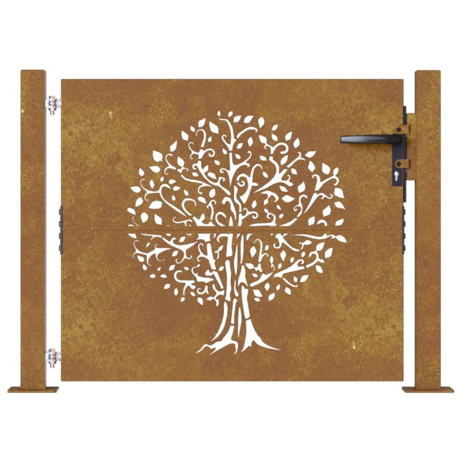 Puerta de jardín acero corten diseño árbol 105x105
