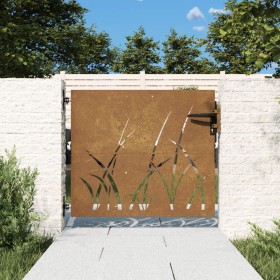 Puerta de jardín acero corten diseño hierba 85x75