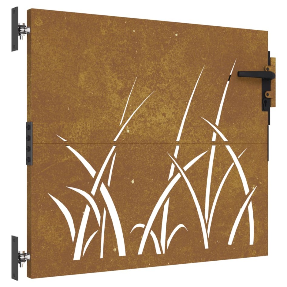 Puerta de jardín acero corten diseño hierba 85x75