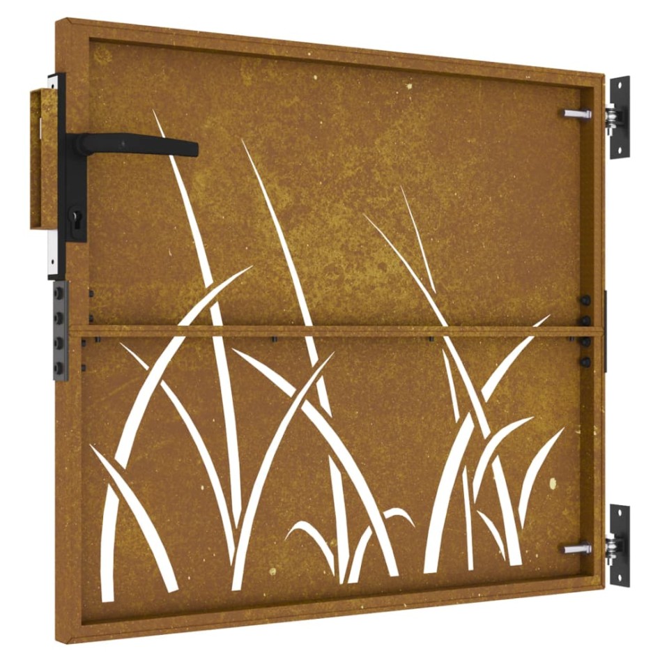 Puerta de jardín acero corten diseño hierba 85x75