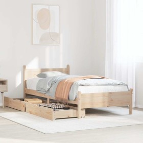 Estructura de cama sin colchón madera maciza pino 75x190