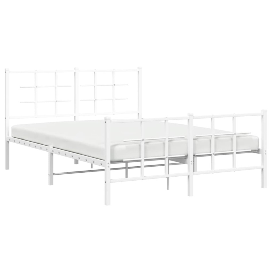 Estructura cama metal con cabecero y estribo blanco 140x200