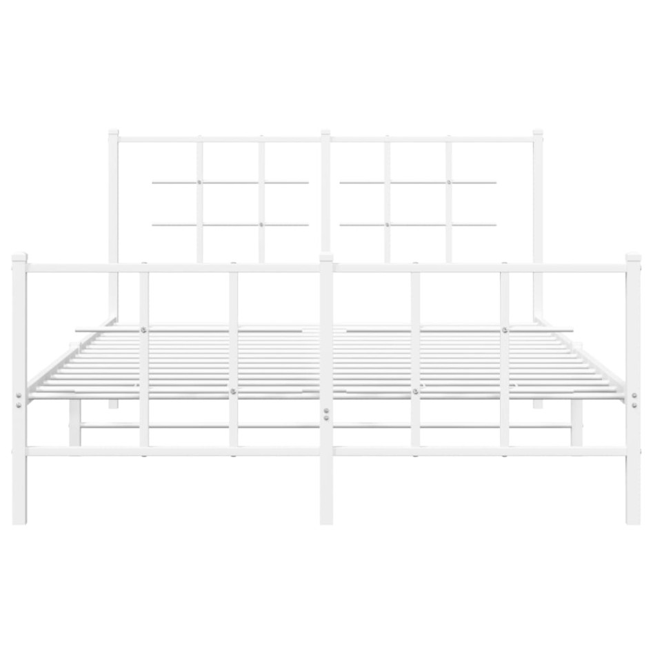 Estructura cama metal con cabecero y estribo blanco 140x200
