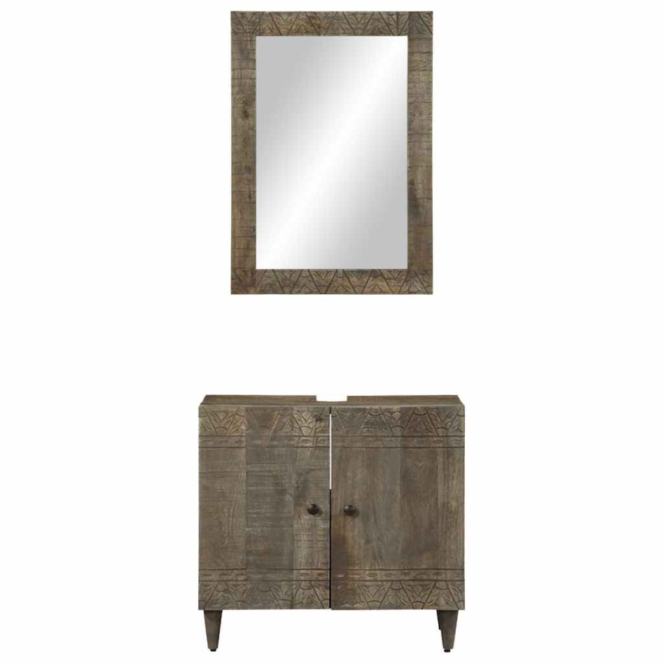 Conjunto de muebles de baño 2 piezas madera maciza de