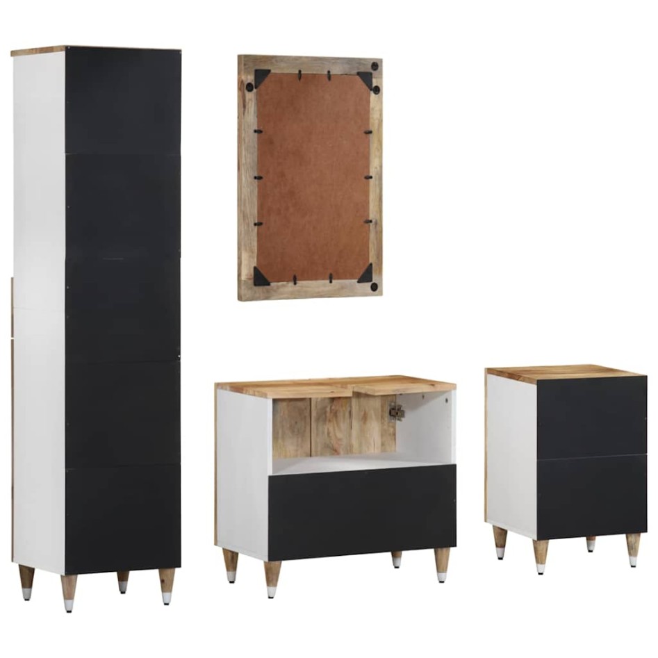 Conjunto de muebles de baño 4 piezas madera maciza de