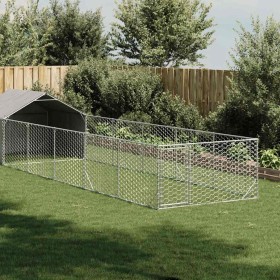 Caseta perros exterior con corral 8x2x1,5 m acero