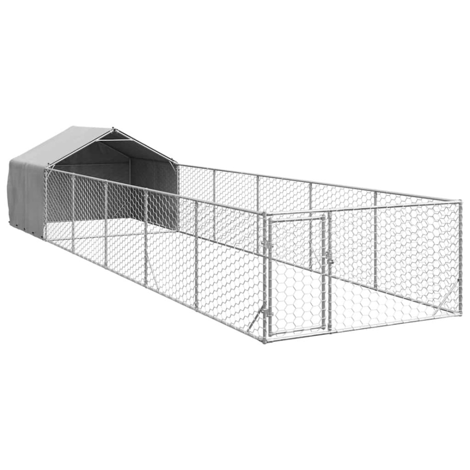Caseta perros exterior con corral 8x2x1,5 m acero