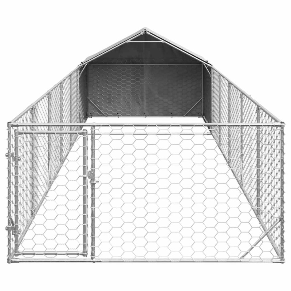 Caseta perros exterior con corral 8x2x1,5 m acero