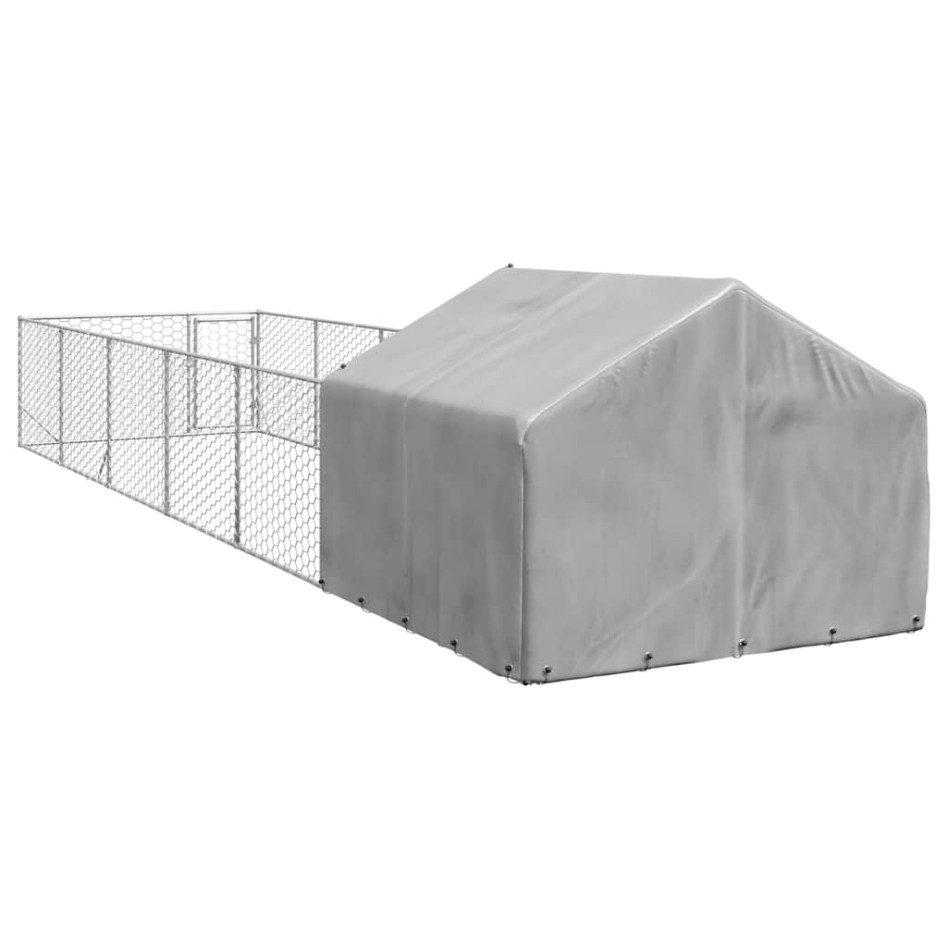 Caseta perros exterior con corral 8x2x1,5 m acero