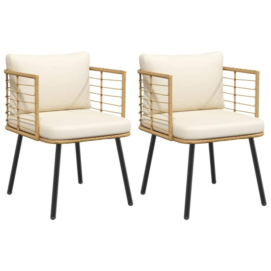 Sillones de jardín con cojines 2 uds ratán sintético