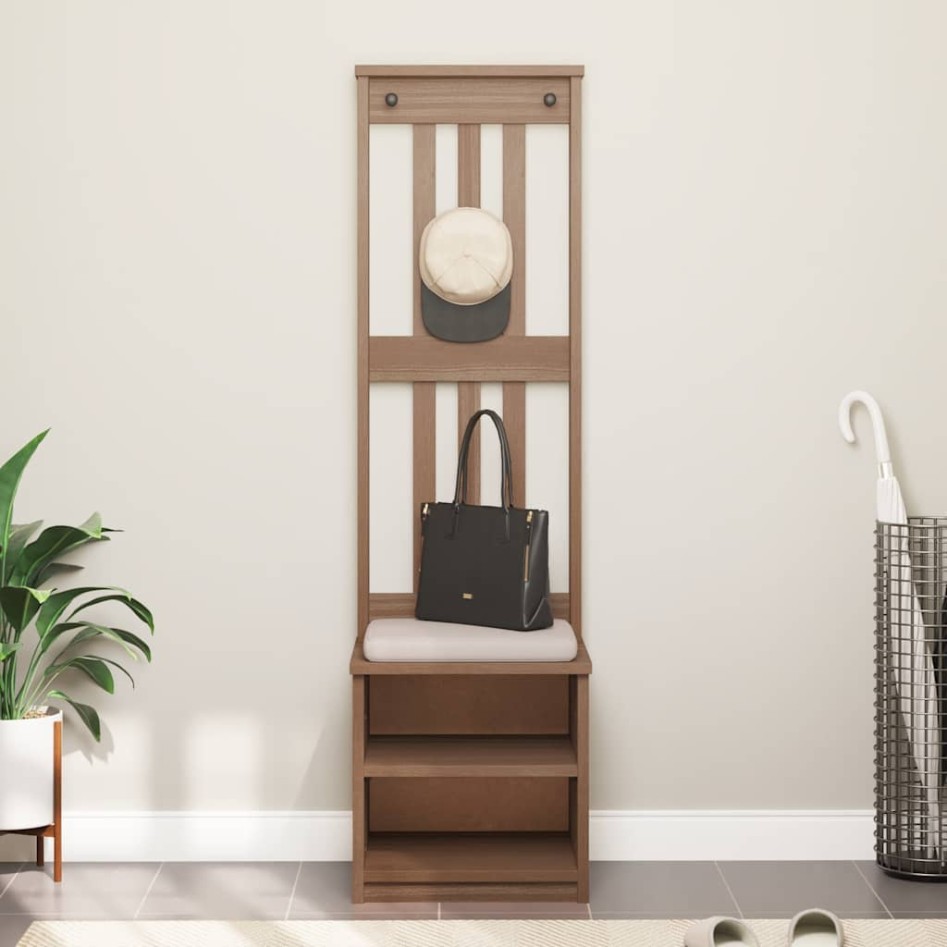Perchero de entrada SANDENS 45x40x159,5cm madera maciza de