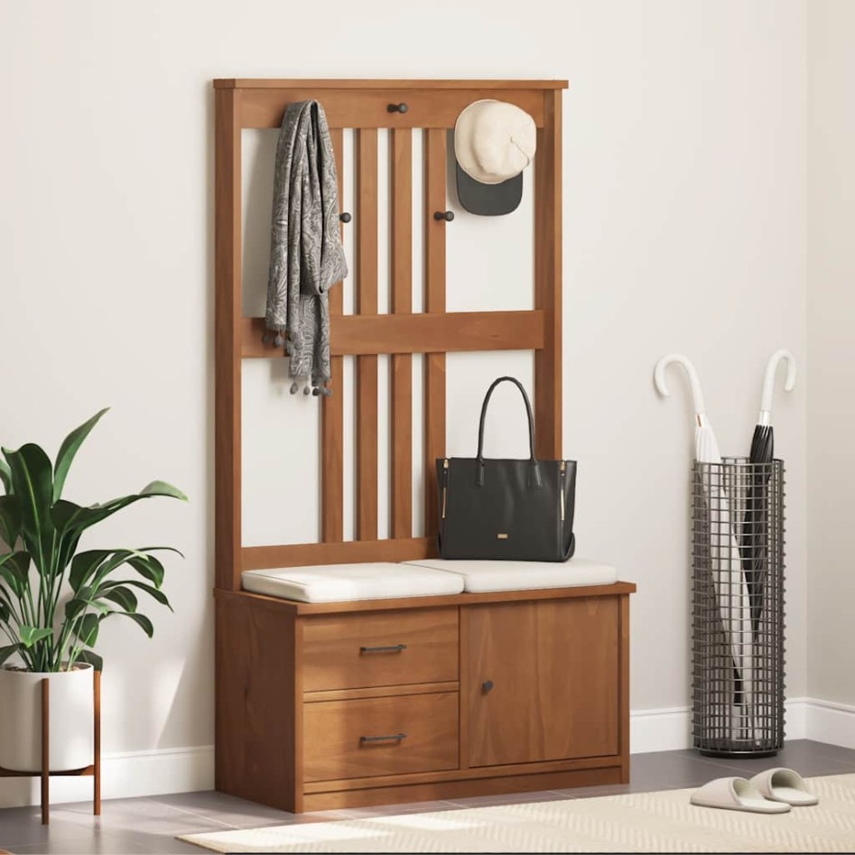 Perchero de entrada SANDENS madera maciza de pino