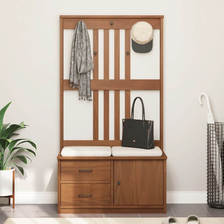 Perchero de entrada SANDENS madera maciza de pino