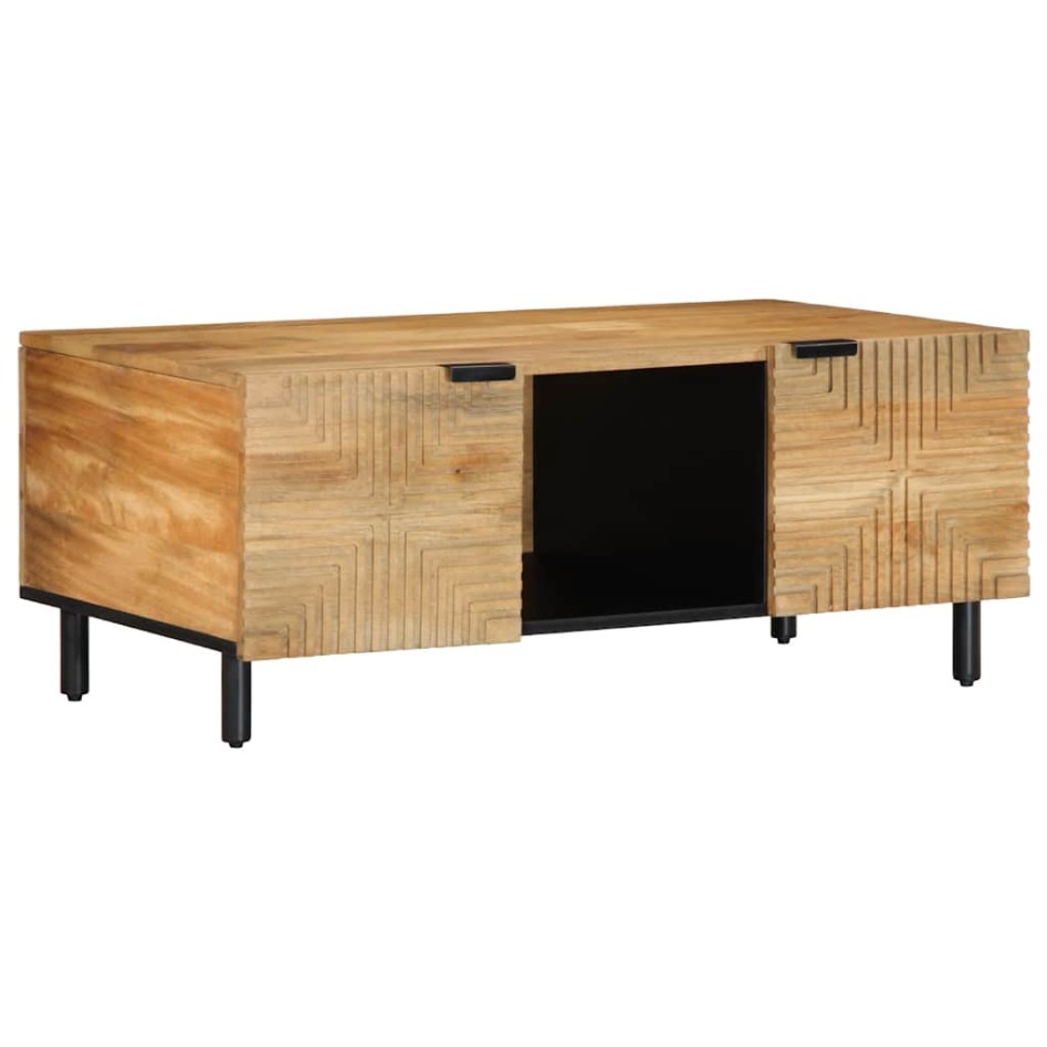 Mesa de centro madera maciza de mango negra 100x54x40 cm