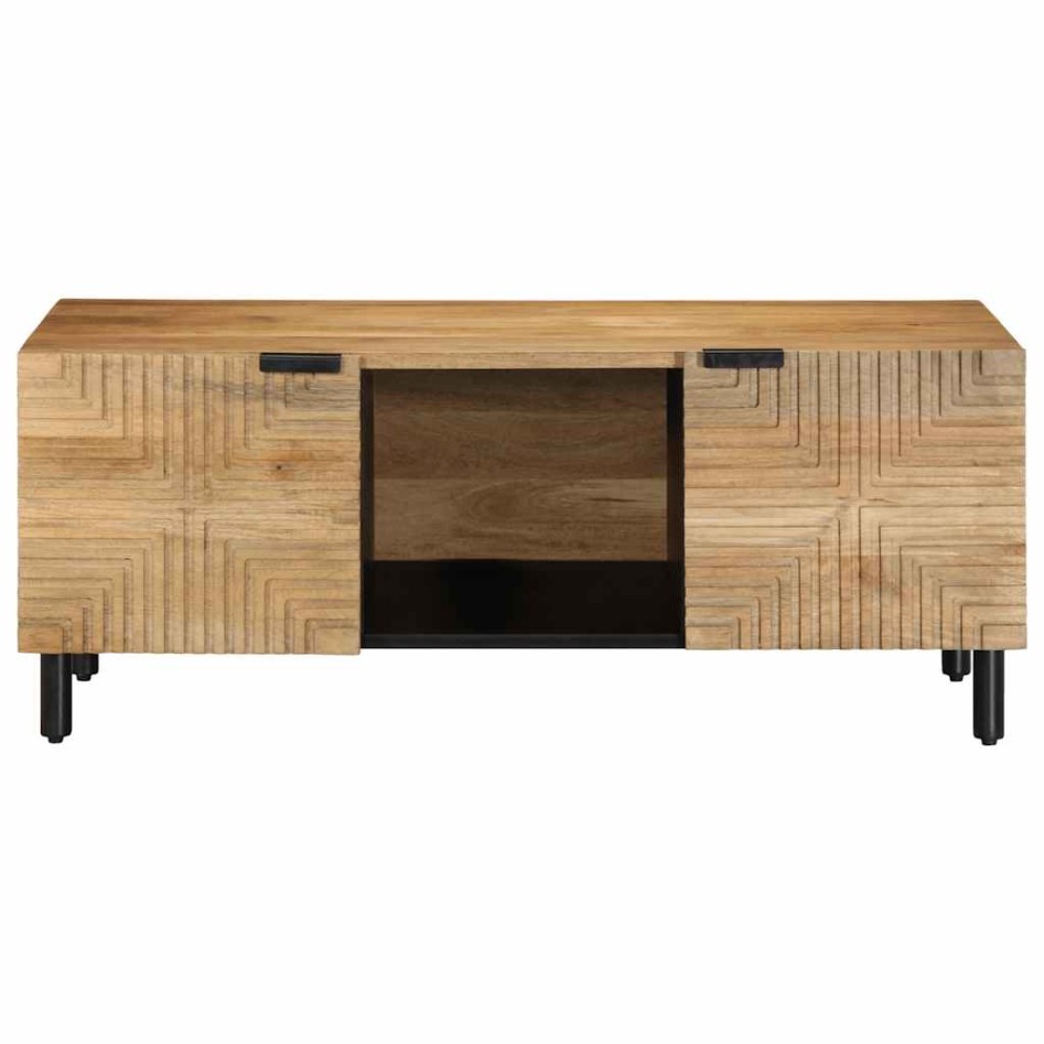Mesa de centro madera maciza de mango negra 100x54x40 cm