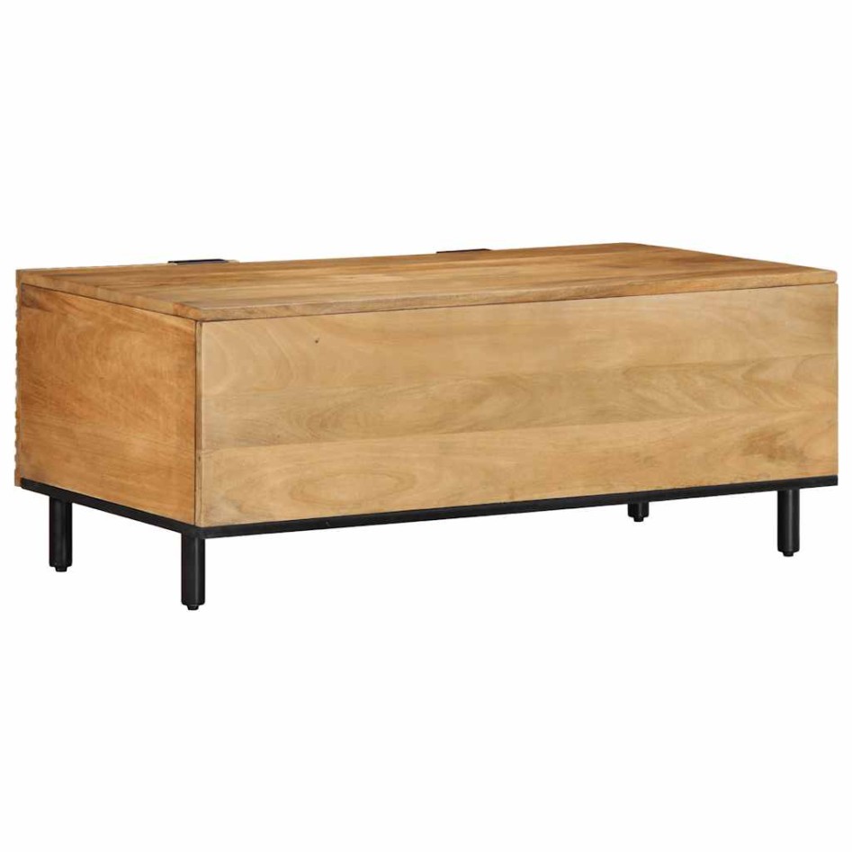 Mesa de centro madera maciza de mango negra 100x54x40 cm