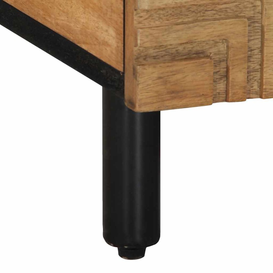 Mesa de centro madera maciza de mango negra 100x54x40 cm