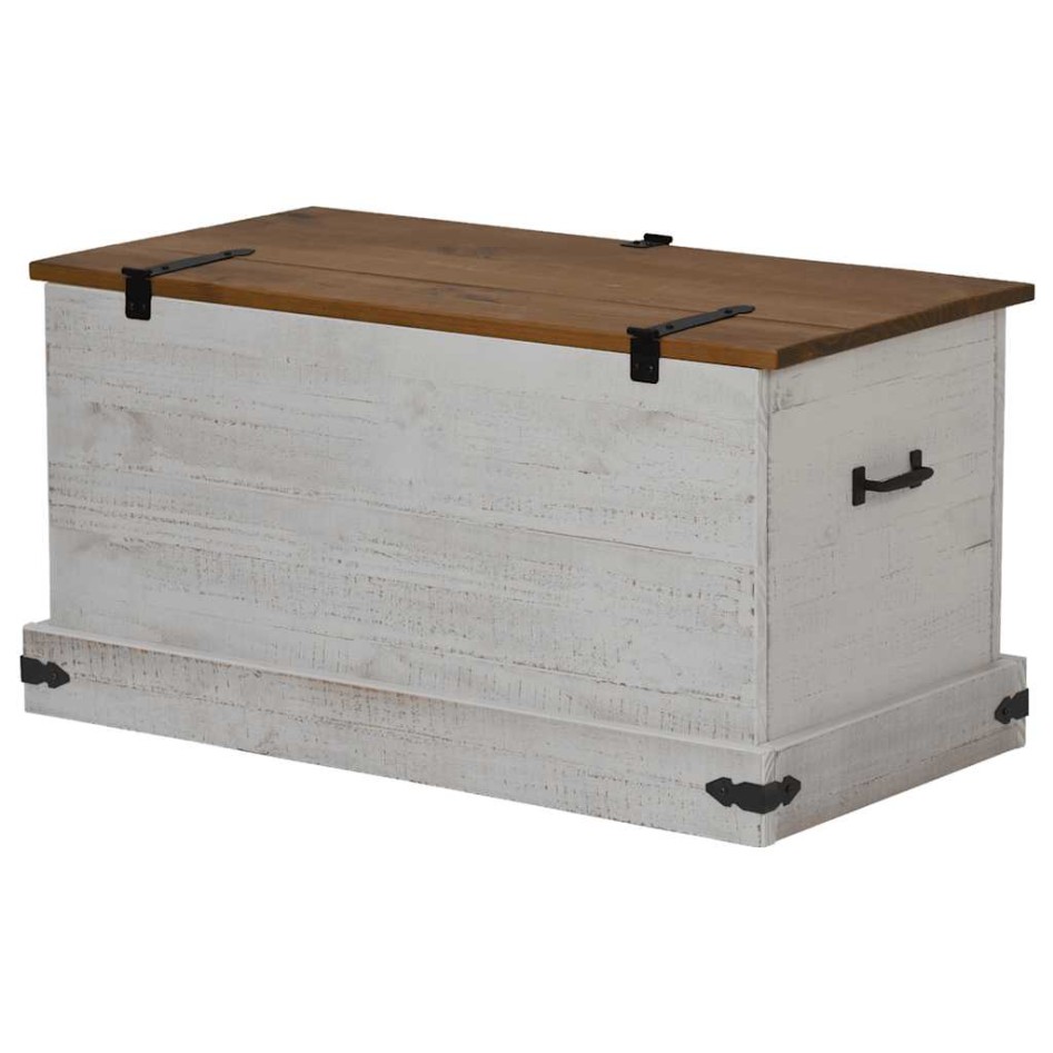 Baúl de almacenamiento HALDEN blanco 91x48x47 cm madera
