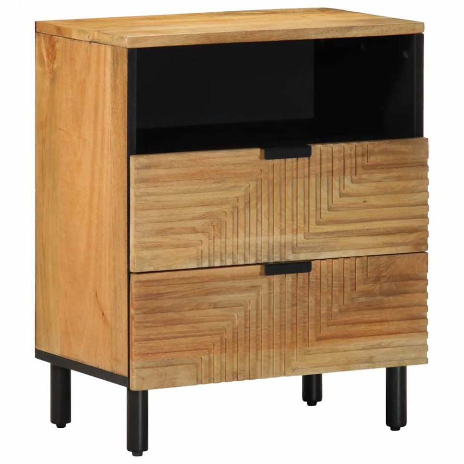 Mesita de noche madera maciza de mango 50x33x60 cm