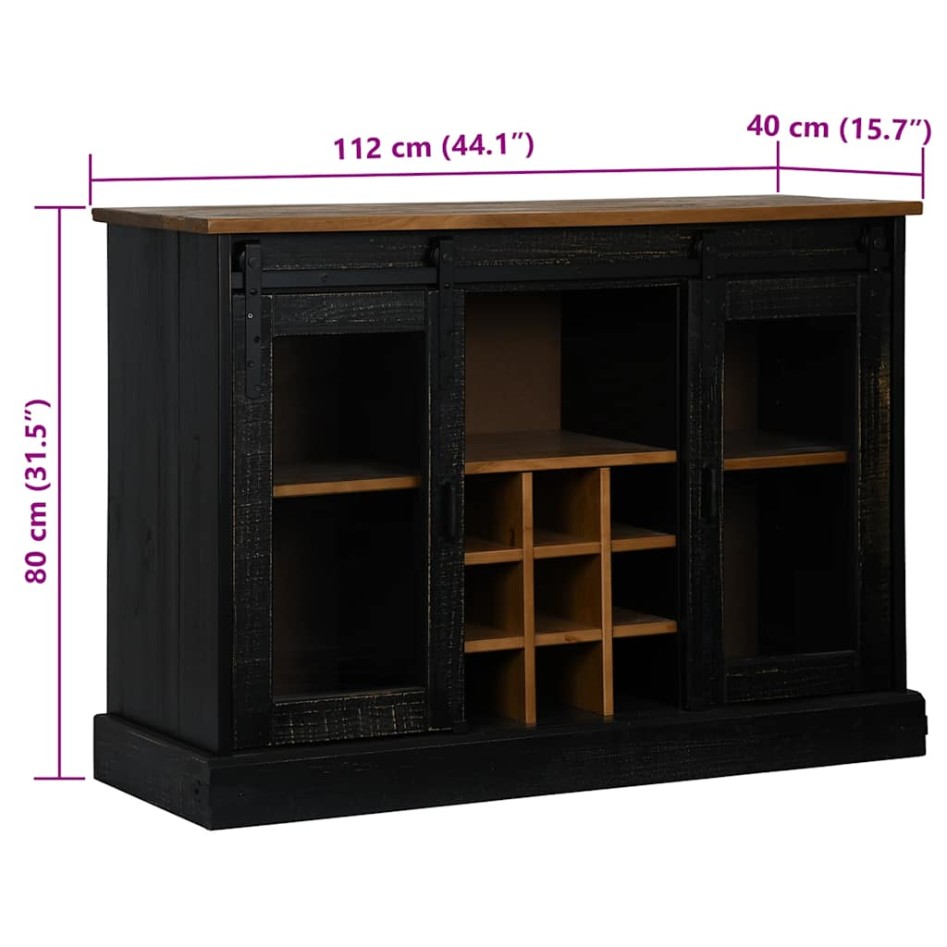 Aparador HALDEN 2 puertas correderas negro 112x40x80