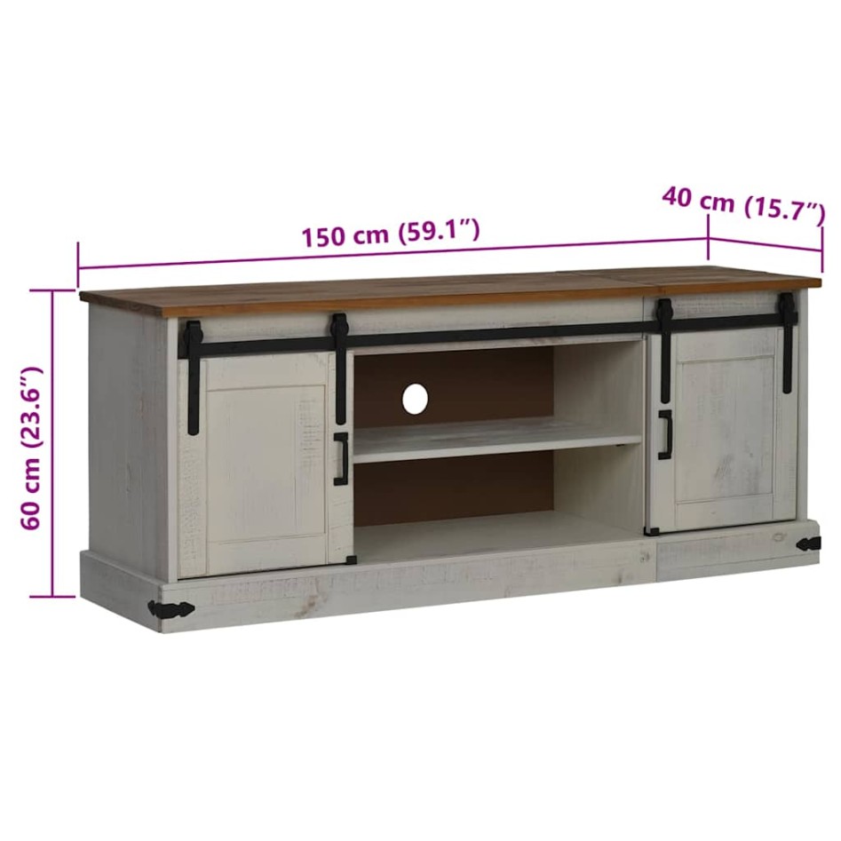 Mueble de TV HALDEN 2 puerta correderas blanco 150x40x60