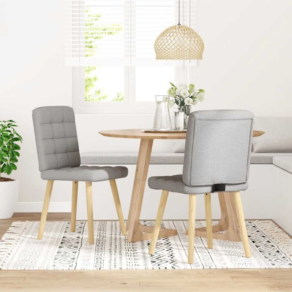 Sillas de comedor 2 uds tela gris