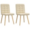 Sillas de comedor 2 unidades tela color crema