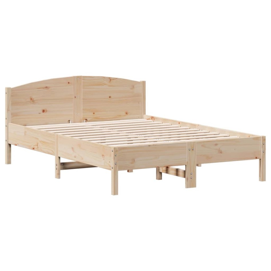 Estructura de cama con cabecero madera maciza pino 140x190