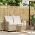 Sofá jardín de 2 plazas con cojín y mesa beige ratán
