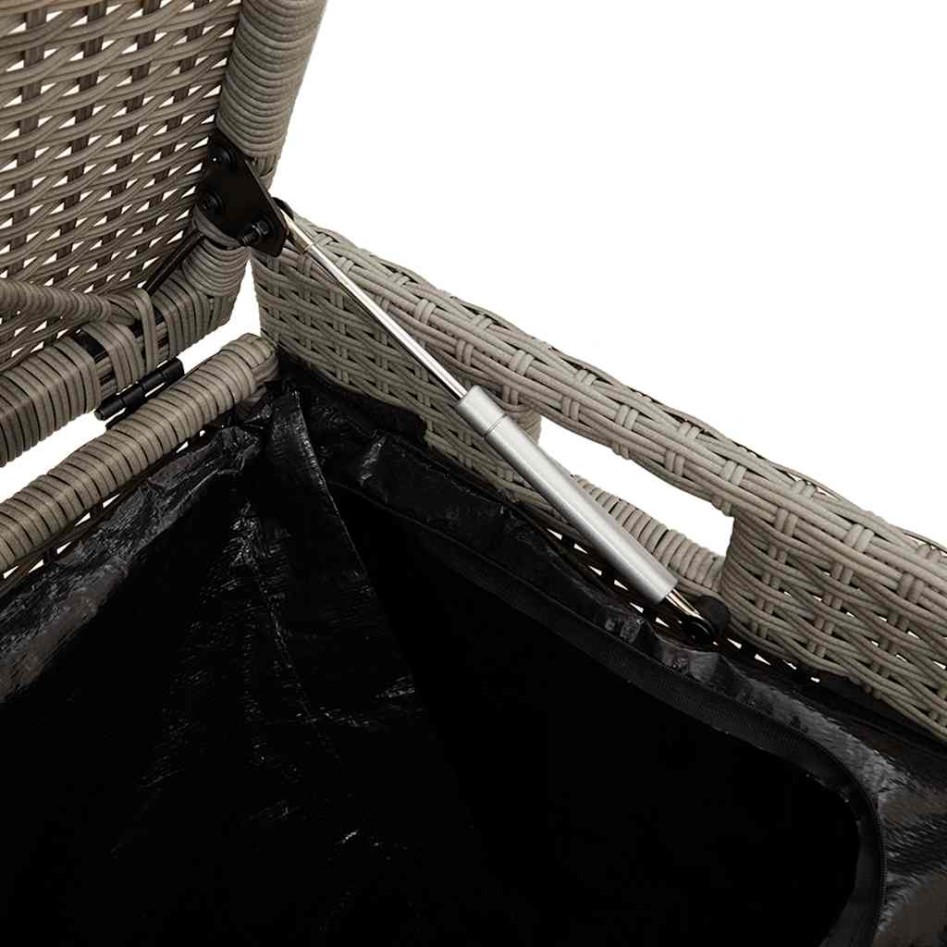 Banco de almacenaje con cojín gris claro 100 cm ratán