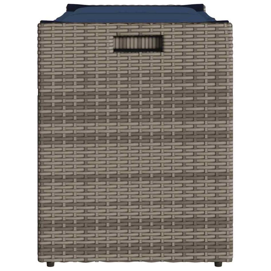 Banco de almacenaje con cojín gris 100 cm ratán