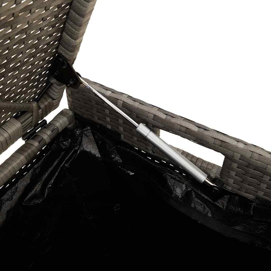 Banco de almacenaje con cojín gris 100 cm ratán