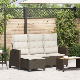Sofá de jardín reclinable con cojines en forma de L