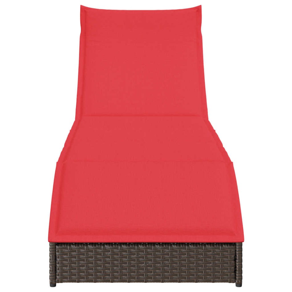 Tumbona plegable con cojín y espacio marrón ratán