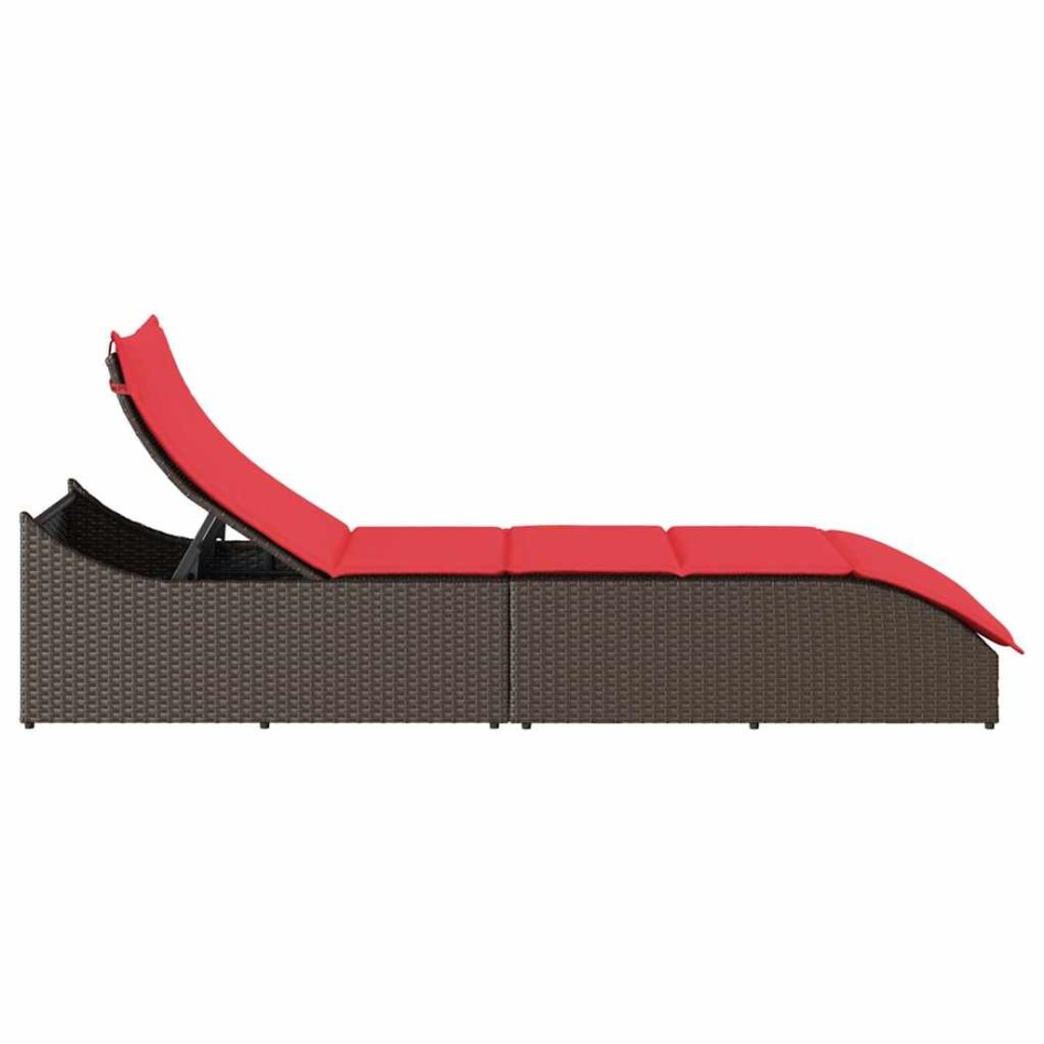 Tumbona plegable con cojín y espacio marrón ratán