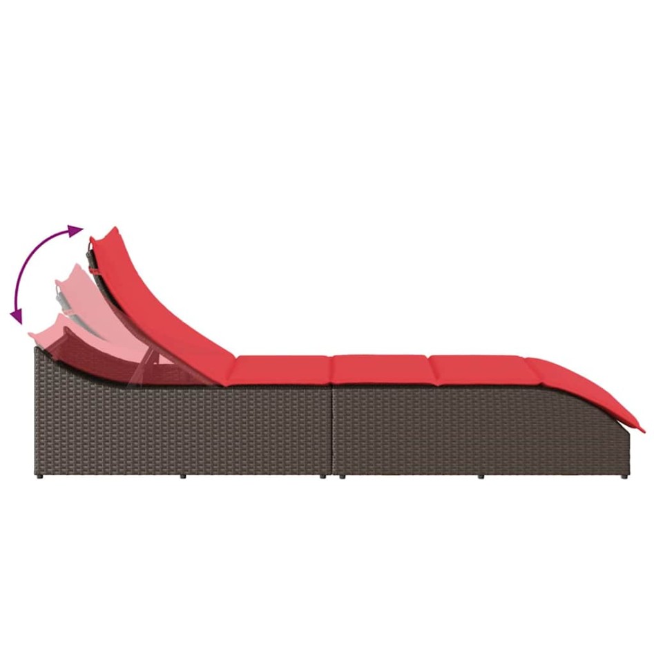 Tumbona plegable con cojín y espacio marrón ratán