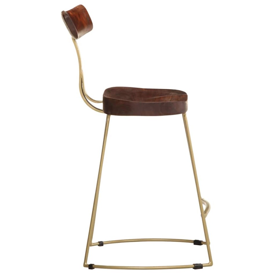 Taburetes de barra 2 uds madera maciza de mango 49x43x79