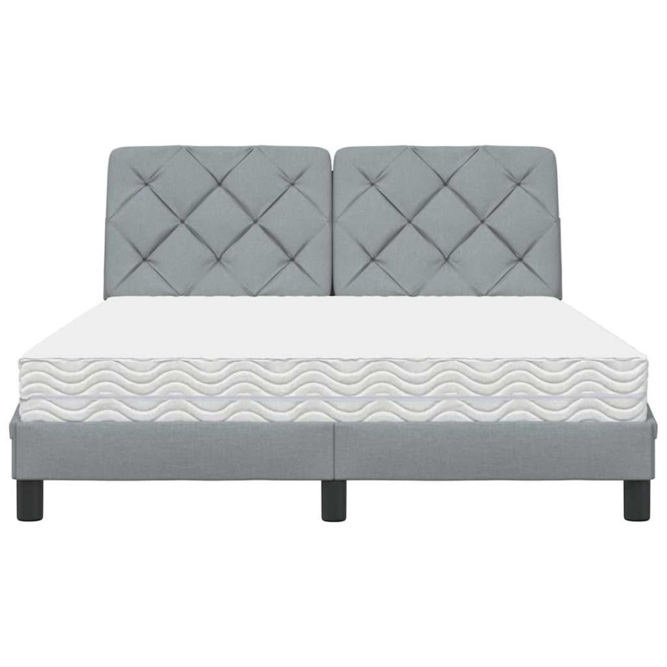 Cama con colchón tela gris claro 140x190