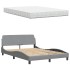 Cama con colchón tela gris claro 140x190