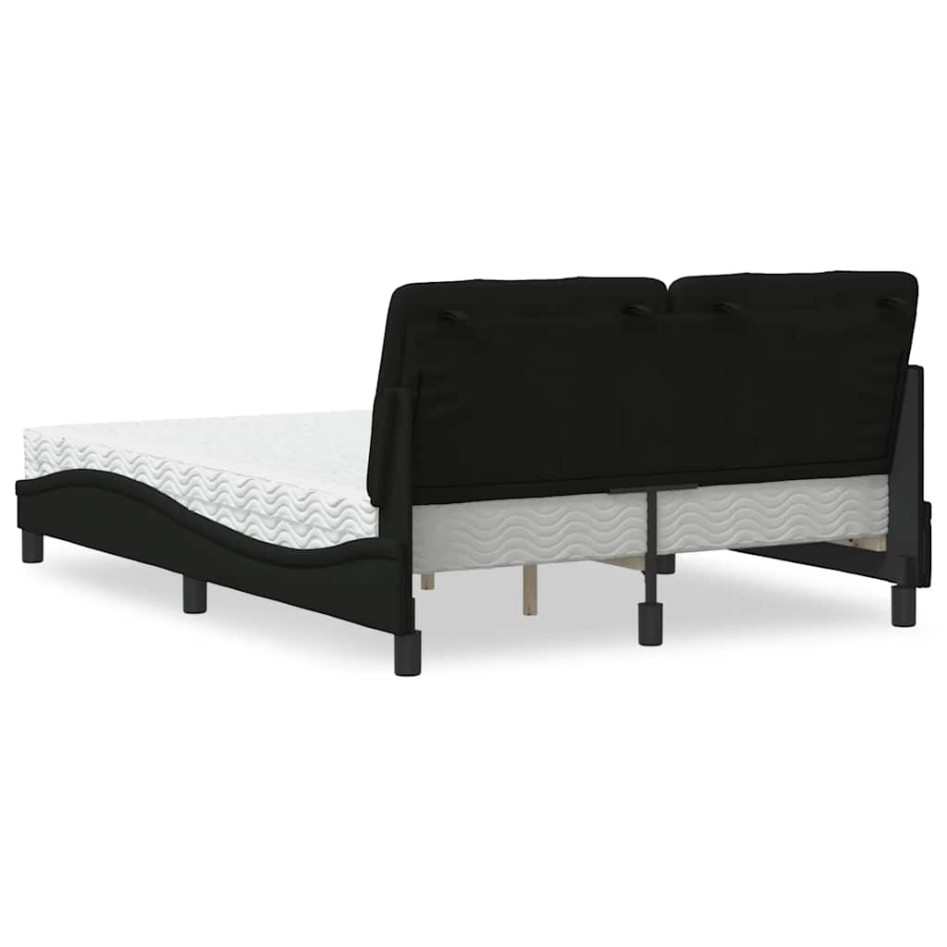 Cama con colchón tela negro 140x190