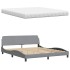 Cama con colchón de tela gris claro 180x200