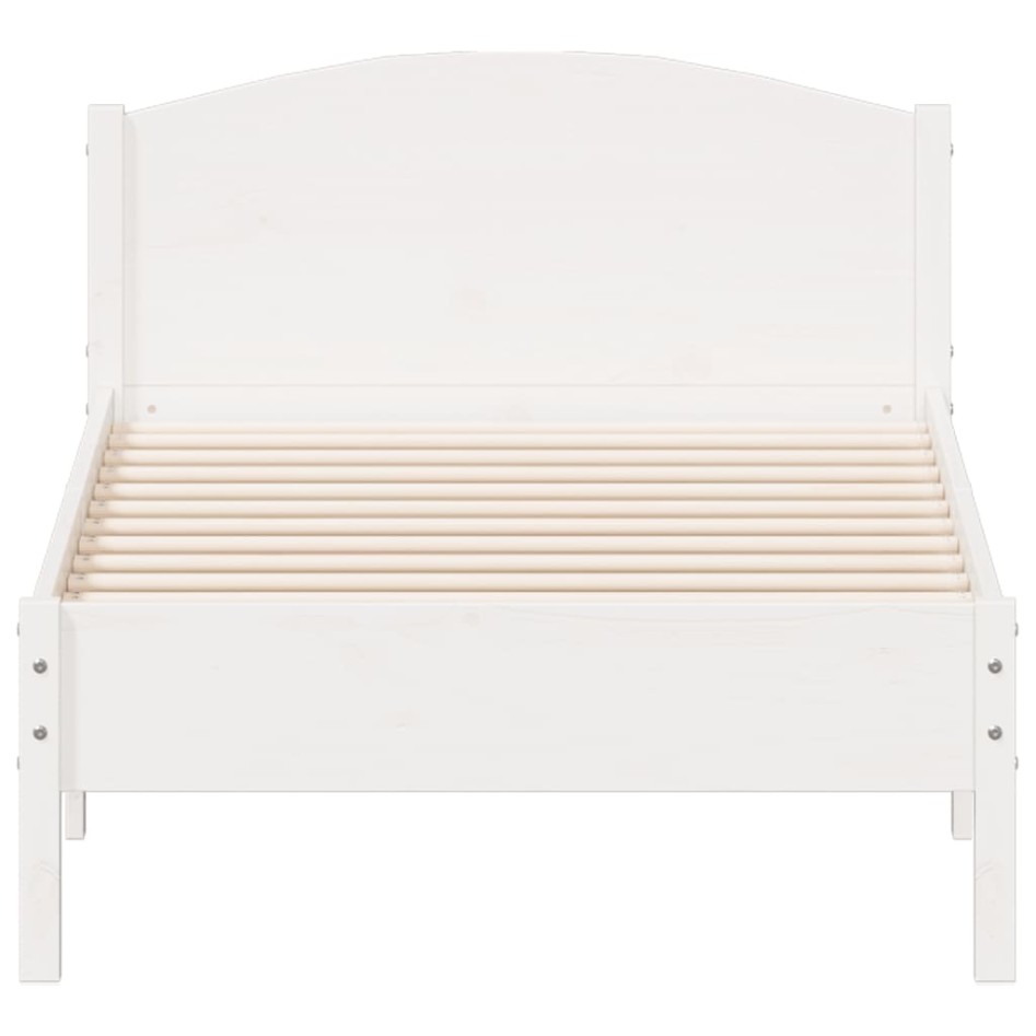 Estructura de cama con cabecero madera pino blanco 90x190