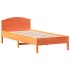 Estructura cama con cabecero madera pino marrón cera 90x200