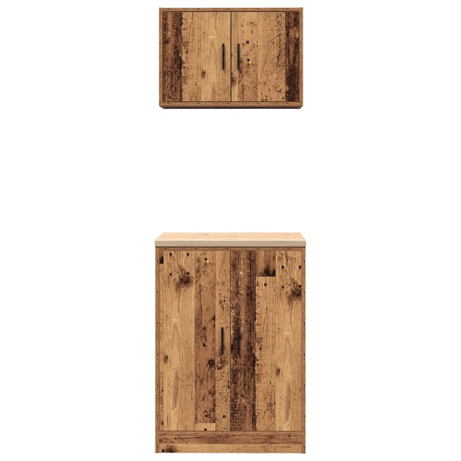 Armarios 2 uds para garaje madera ingeniería antigua