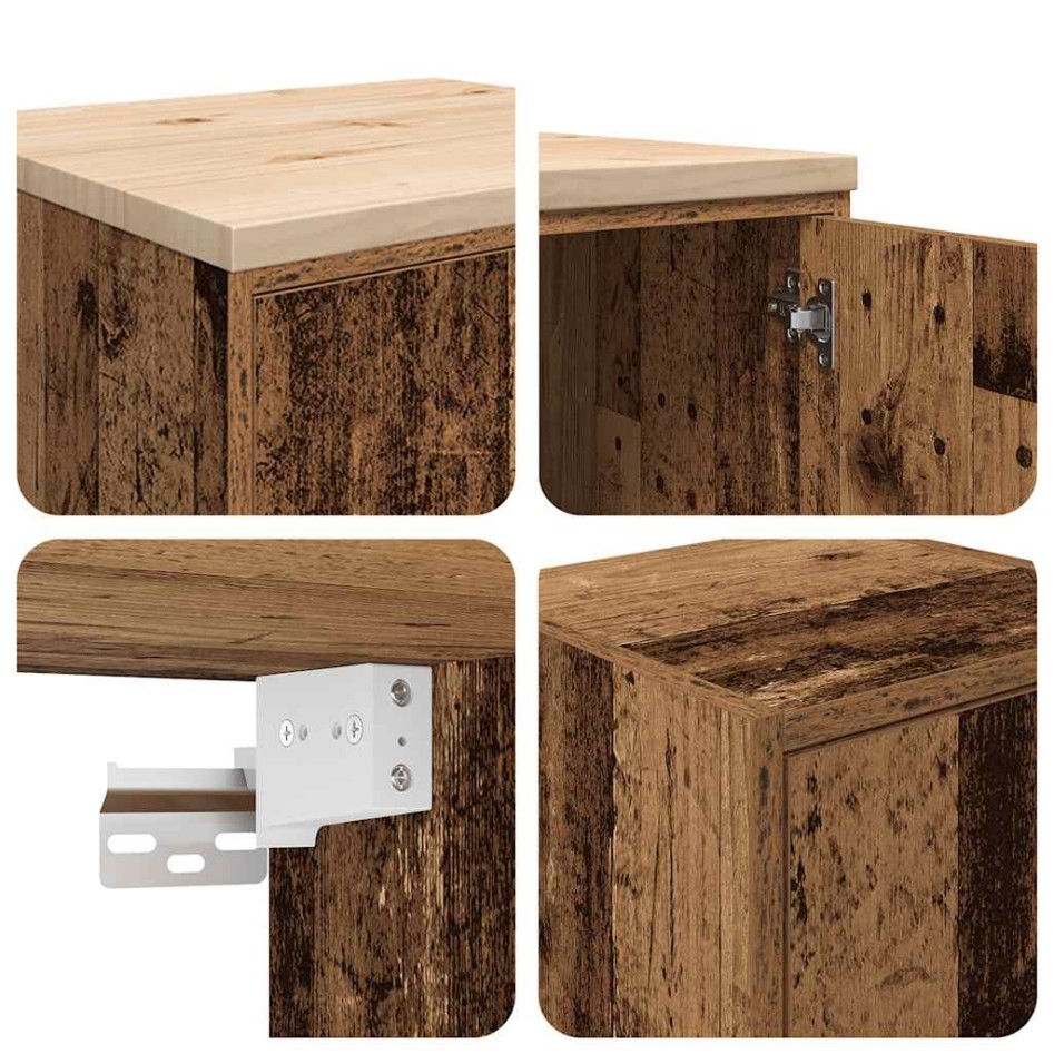 Armarios 2 uds para garaje madera ingeniería antigua