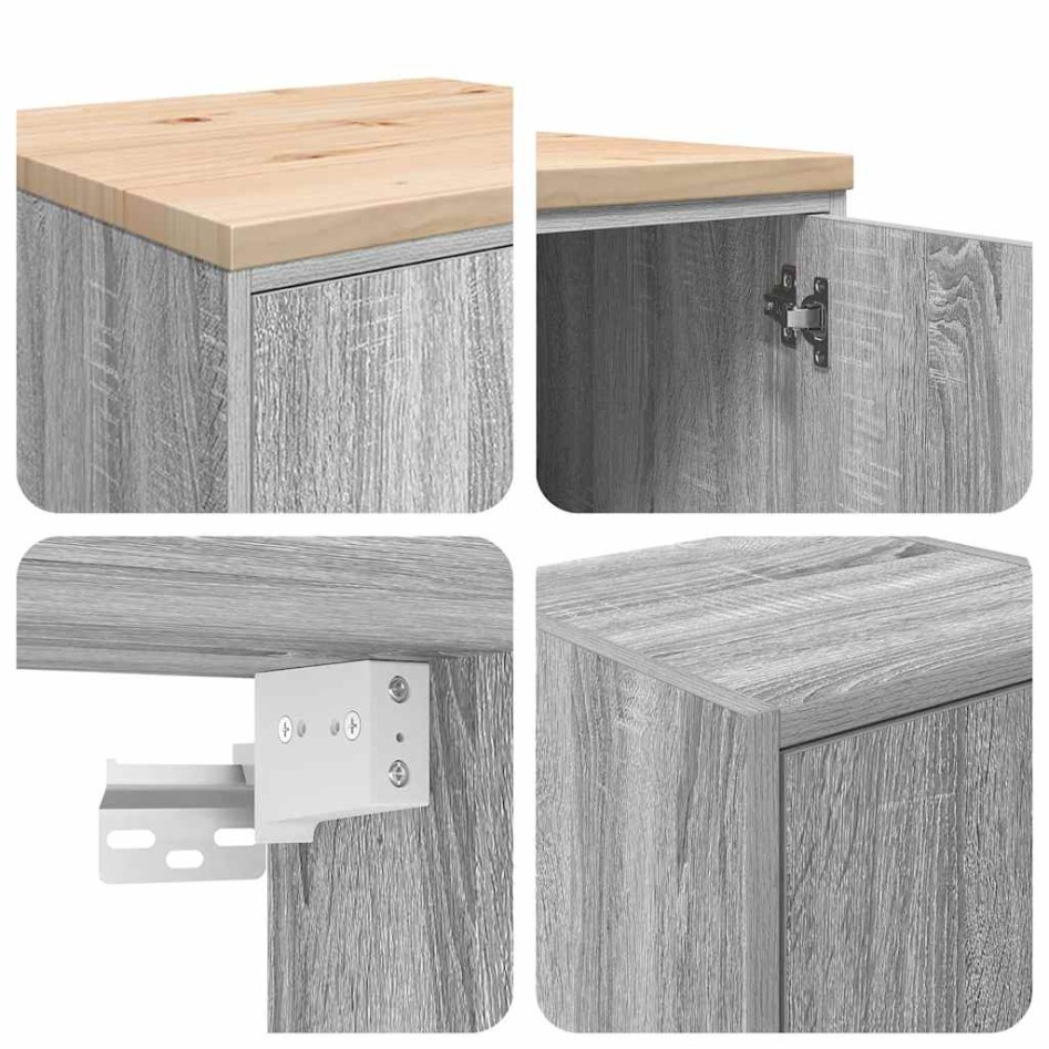 Armarios 2 uds para garaje madera ingeniería gris