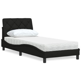 Cama con colchón tela negro 90x190